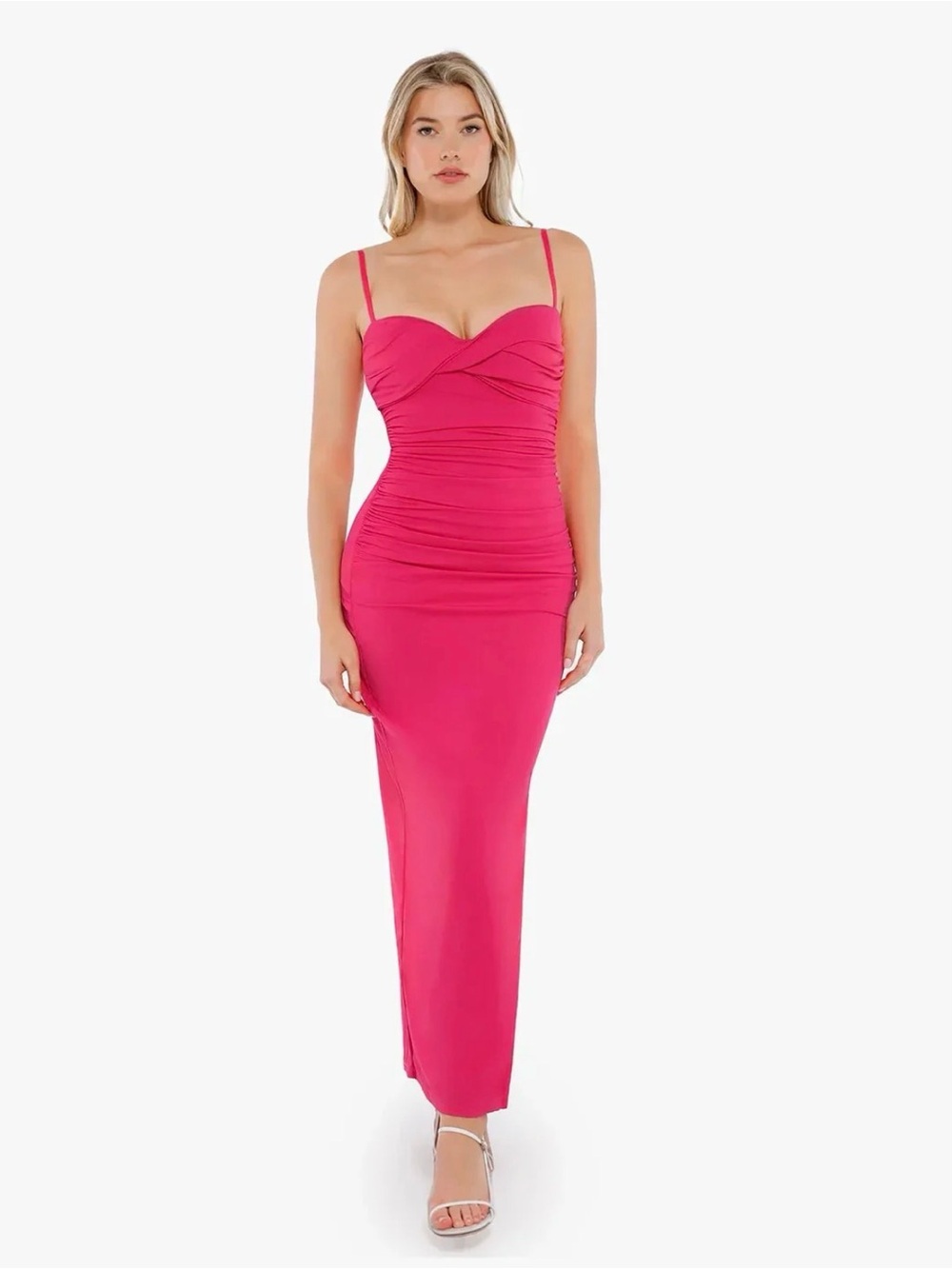 Popilush Shapewear Ruched Bias Twist Tummy Control Maxi Dress M